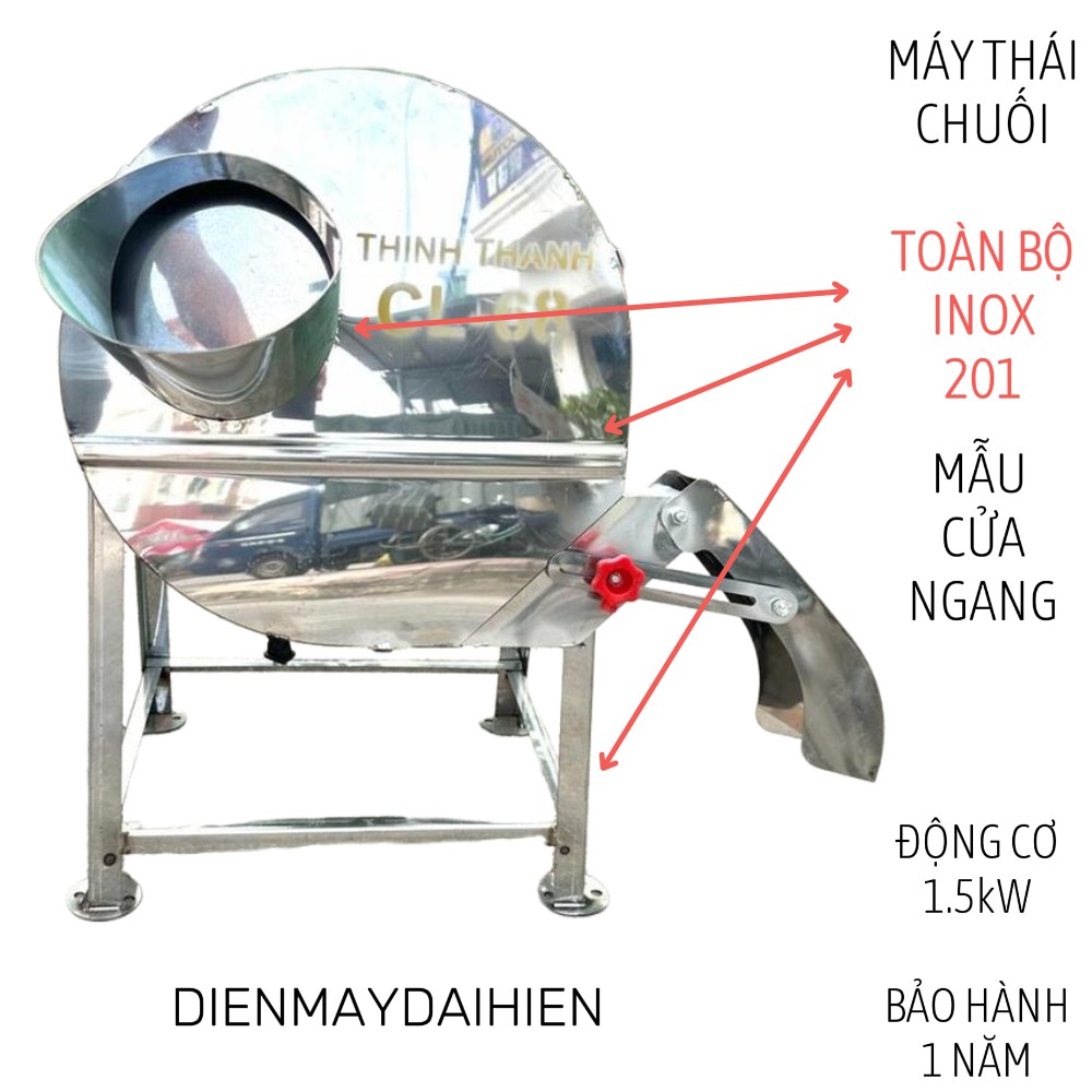 Máy Thái Chuối TOÀN BỘ INOX 201 Động Cơ 1,5kW - Mẫu Máy Cửa Ngang INOX Thái Chuối Mịn : Băm Rau Bèo , Cỏ Voi