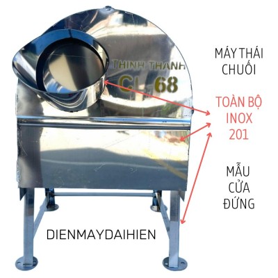 Máy Thái Chuối TOÀN BỘ INOX 201 Động Cơ 1,5kW - Mẫu Máy Cửa Đứng INOX . Máy 2 Chức Năng : Băm Rau Bèo , Cỏ Voi