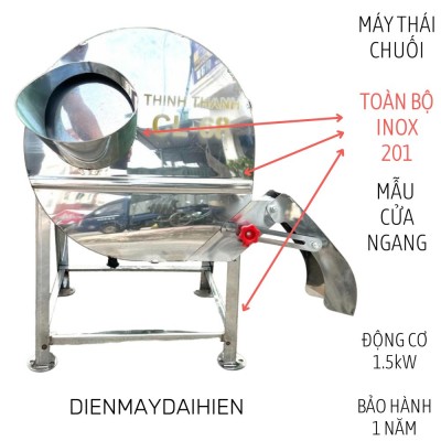 Máy Thái Chuối TOÀN BỘ INOX 201 Động Cơ 1,5kW - Mẫu Máy Cửa Ngang INOX Thái Chuối Mịn : Băm Rau Bèo , Cỏ Voi