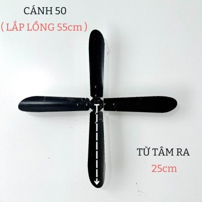 [ Mẫu 4 Cánh ] Cánh quạt công nghiệp 50 cho lồng 55cm . Đường Kính Trục 10 - 12mm lắp cho động cơ máy giặt