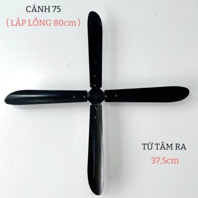 [ Mẫu 4 Cánh ] Cánh quạt công nghiệp 75 cho lồng 80cm . Đường Kính Trục 10 - 12mm lắp cho động cơ máy giặt