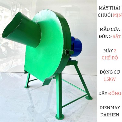 Máy Thái Chuối Siêu Mịn, Máy Cắt Chuối Nguyên Cây - Mẫu Cửa Đứng Sắt -  Băm Cỏ Voi , Rau Bèo , ... Động Cơ 1,5kW Bao Dây Đồng 100%