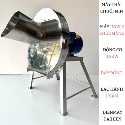 Máy Thái Chuối Siêu Mịn, Máy Cắt Chuối Nguyên Cây - Mẫu Cửa Đứng INOX - Băm Cỏ Voi , Rau Bèo , ... Động Cơ 1,5kW Bao Dây Đồng 100%