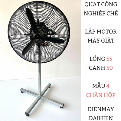 Quạt công nghiệp đường kính lồng 55cm cánh 50 Lắp Từ Động Cơ Máy Giặt - Mẫu 4 Chân Hộp